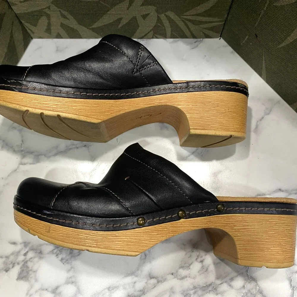 GUC Clarks Black Clogs sz 9 - Picture 3 of 12